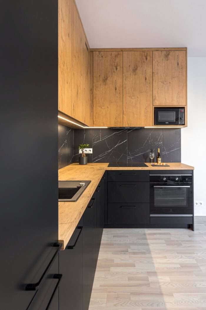 Modern kitchen with wooden accents - a blend of style and functionality.