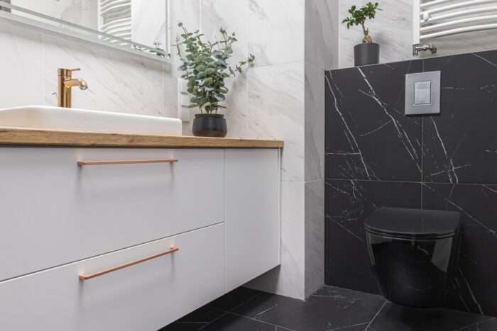 Dark wooden bathroom - elegance and luxury.
